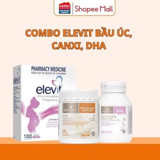 Combo vitamin bầu úc Elevit bầu, Canxi Ostelin bầu, DHA bioisland bầu, Sắt  bầu chăm sóc sức khỏe thai kì