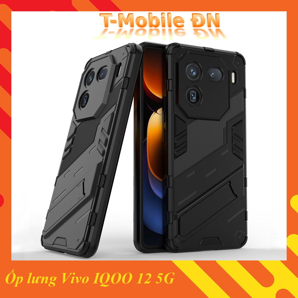 Ốp lưng Vivo IQOO 12 5G, Ốp chống sốc Iron Man PUNK cao cấp kèm giá đỡ cho Vivo IQOO 12 5G