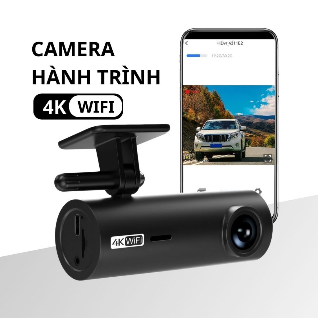 Camera Hành Trình Ô Tô 4K Ultra HD, Kiểm Soát Và Theo Dõi Hành Trình Dễ Dàng Qua App - Cam Rộng, Siêu Nét, Bộ Nhớ Lớn