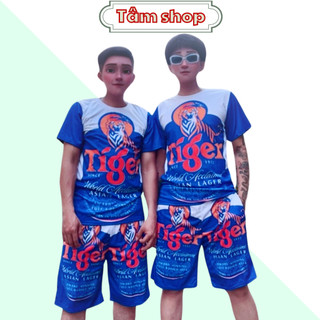 Đồ bộ nữ nam mùa hè phong cách trẻ trung cá tính in BIA TIGER XANH vải thun lạnh, mặc nhà, chạy bộ, tập gym - TâmShop