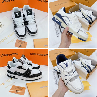 Giày lv 54 nam nữ, giày louis vuittion trainer 54 xanh than đen trắng nam nữ full bill box