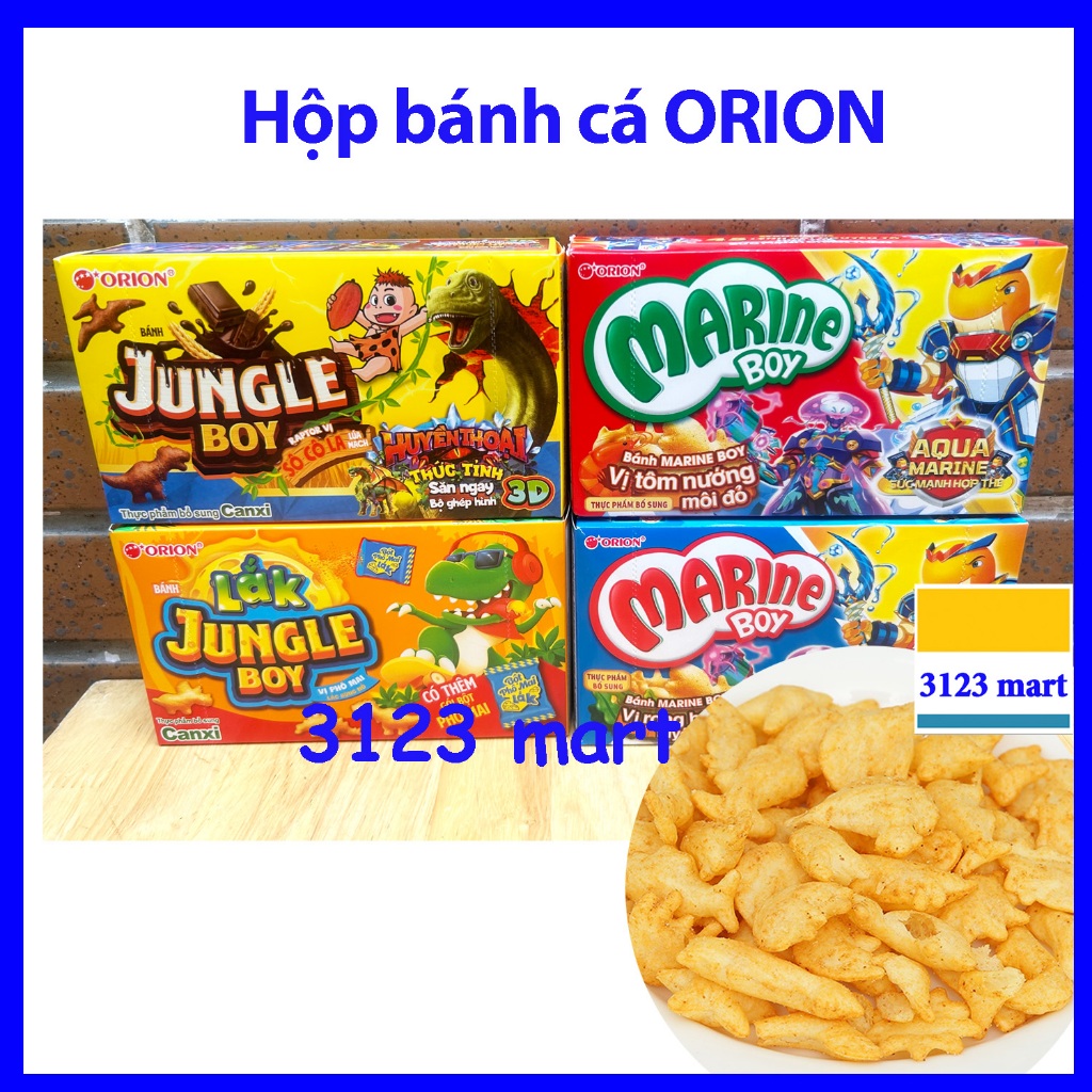 (hsd 02-.04/2026) Hộp 32g bánh cá Marine Boy / Bánh khủng long Jungle Boy ORION đủ vị.