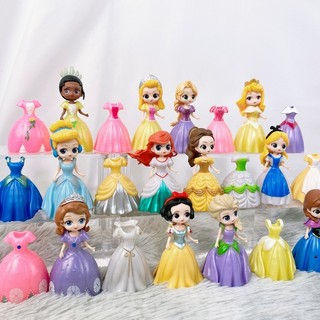 Bộ Đồ Chơi: 06 Nhân Vật Búp Bê Công Chúa Disney Thay Váy- Mẫu 03