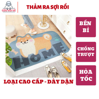 Thảm Nhựa Chùi Chân Sợi Rối Để Trước Cửa Nhà Có Hình Con Chó Hoặc Mèo