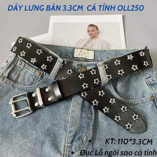   Có sẵn  Dây thắt lưng mặt vuông 3.3cm đục lỗ Ngôi Sao phong cách Punk cá tính dây nịt giá tốt OLL250 Olala 86 