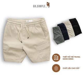 Quần Short Kaki nam cạp chun phối túi hộp GRSIMPLE Quần đùi nam Kaki cạp chun dáng ôm trẻ trung năng động BK126