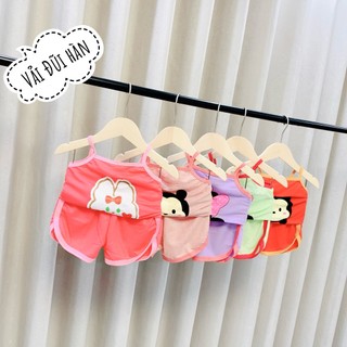 Bộ hè hai dây vải đũi hàn cho bé gái, đồ bộ hè dáng thể thao cho bé từ 7-18kg