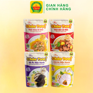Combo 4 Gói Cháo Tươi Cây Thị: Gà Ác Đậu Xanh, Cá Lóc Đậu Xanh, Thịt Bò Cà Rốt, Thịt Heo Bí Đỏ.
