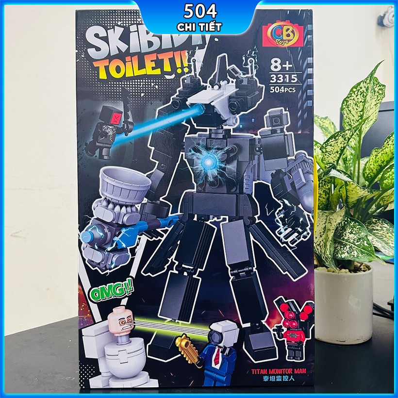 Bộ xếp hình lego Skibidi toilet Titan Monitor Man 504 chi tiết, Mô hình lắp ráp lego Speaker Man/ Camera Man/ TV Man