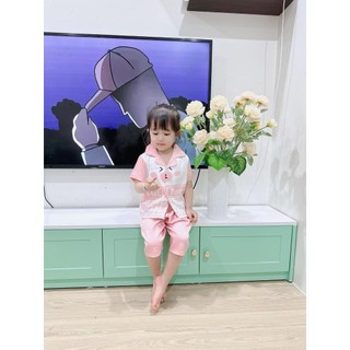 Set bộ pijama lụa mẹ và bé, áo cộc quần lửng chất lụa xước