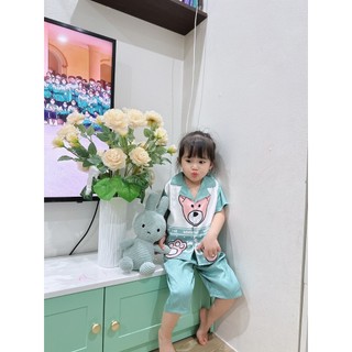 Set bộ pijama lụa mẹ và bé, áo cộc quần lửng chất lụa xước