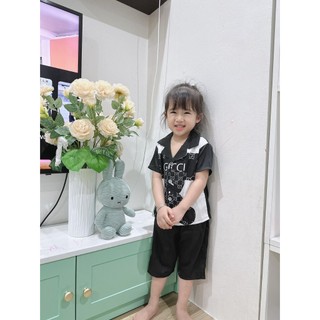 Set bộ pijama lụa mẹ và bé, áo cộc quần lửng chất lụa xước