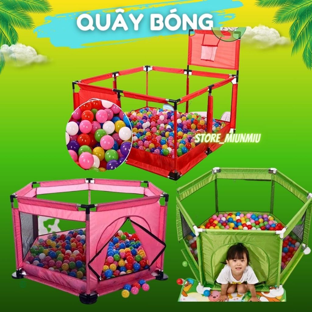 🎉𝑻𝒂̣̆𝒏𝒈 10 𝑩𝒐́𝒏𝒈🎉Quây bóng, nhà bóng hình vuông 1m25x1m25 có rổ+quây lục.100% HÀNG KHUNG INOX