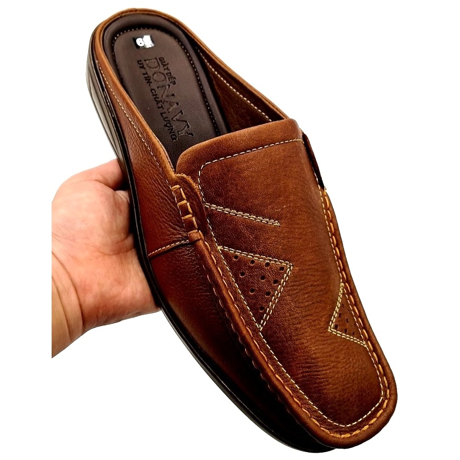 Giày Lười Nam Da Bò DONAVY, Kiểu 02 Tam Giác Thanh Lịch, May Đế Chắc Chắn - D.G2TG