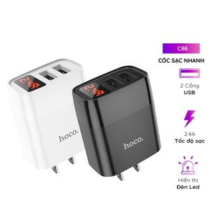 Cóc / bộ sạc nhanh hoco c86 2 cổng usb màn hình led 2.4a chính hãng