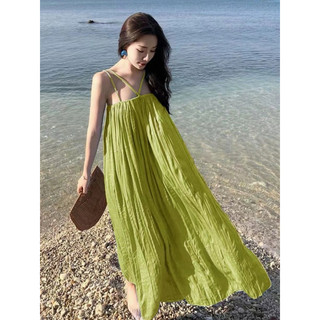 Váy Maxi Đi Biển Trơn Dáng Xoè
