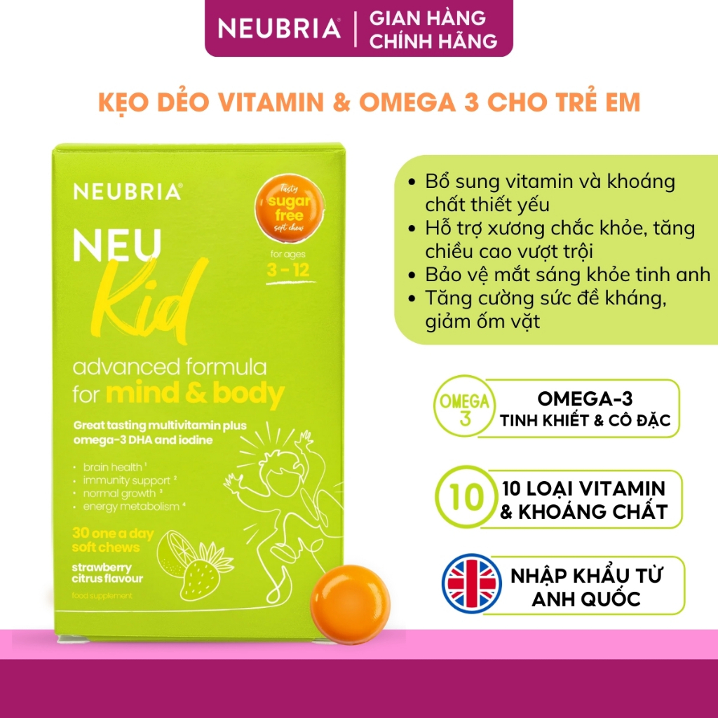 Kẹo dẻo Neubria Neu Kid Multivitamin With Omega