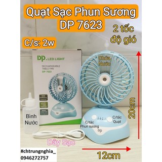 QUẠT SẠC PHUN SƯƠNG DP 7623 SIÊU MÁT USB