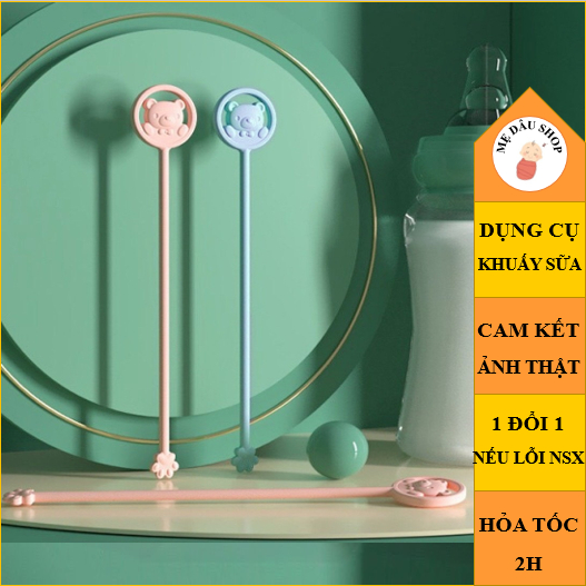Que khuấy sữa silicone đổi màu theo nhiệt độ - Dụng cụ khuấy sữa hình gấu
