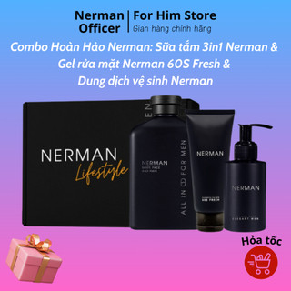 Combo Hoàn Hảo Nerman: Sữa tắm 3in1 Nerman 350ml và Gel rửa mặt Nerman 60S Fresh 100ml và Dung dịch vệ sinh Nerman 100ml