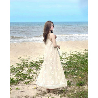[Kim Clothing] Đầm maxi hai dây hoa nẹp li dáng suông xoè dài