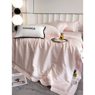 Bộ chăn ga gối Lụa Tencel 100s cao cấp hoạ tiết vân chìm 5D ( chăn chần hè)