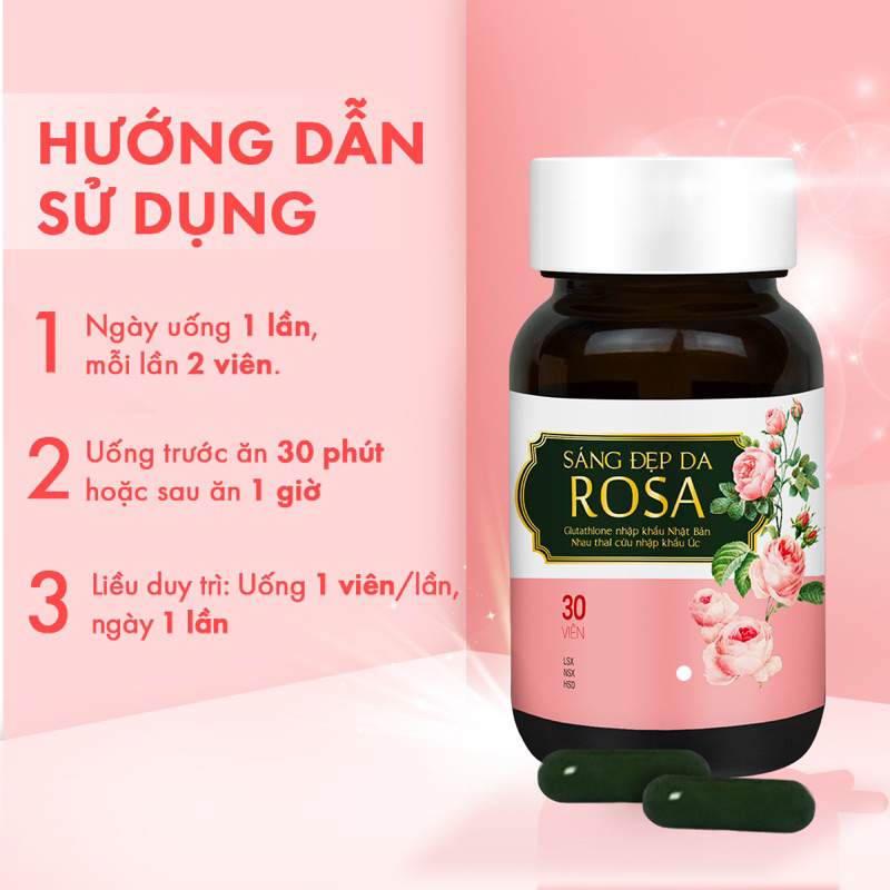 Viên uống sáng đẹp da Rosa giúp da căng mịn , chống lão hoá da( Hộp 30viên)