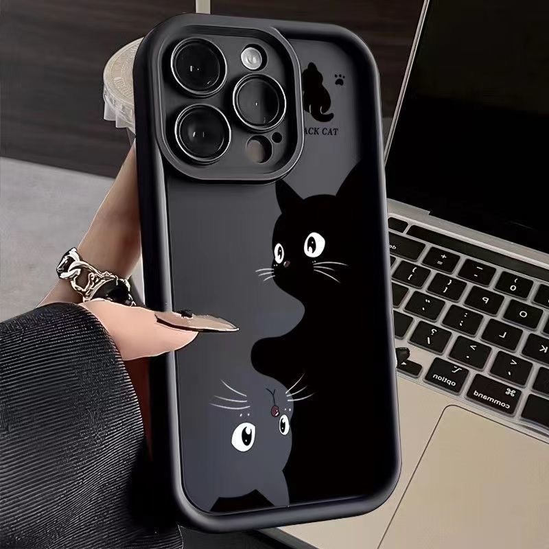 Ốp màu họa tiết cat dùng cho các mã máy Iphone 7/8plus X XSM XR XSM 11 11PRO 11PROMAX ... đến 15PROMAX