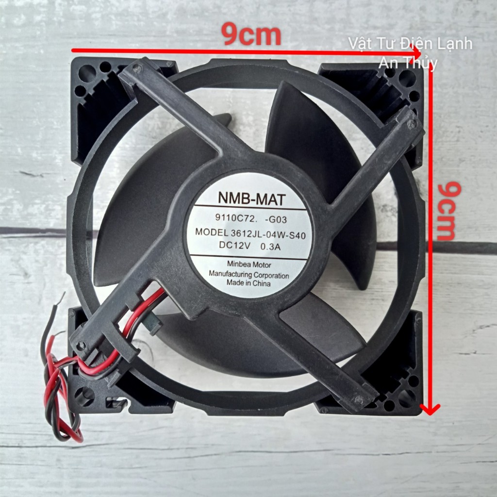 Quạt tủ lạnh 2 dây 12V kích thước 9cm x 9cm NMB
