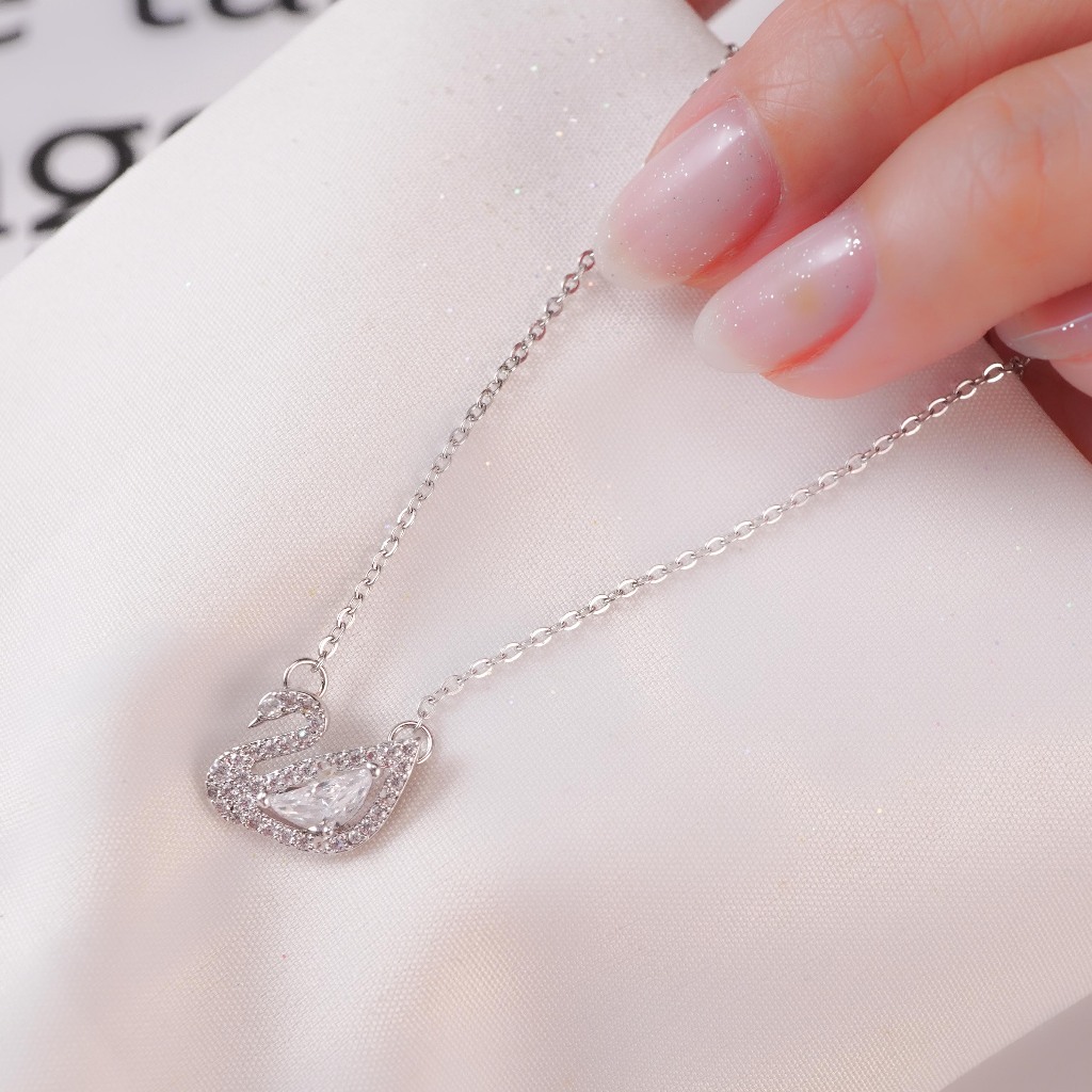 Dây chuyền thiên nga CDE Crystal Swan Necklace Silver CDE6042SV - Dây chuyền bạc nữ