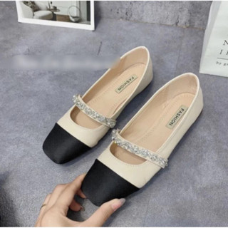 Giày BÚP BÊ - Giày bệt nữ đính đá quai ngang ( Tặng tất cao cổ )