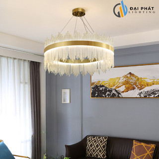Đèn Chùm, Đèn Chùm Thả Trần Pha Lê 3 Chế Độ Sáng Thiết Kế Hiện Đại Trang Trí Phòng Khách (BH 2 năm)
