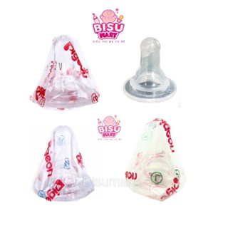 Núm vú cổ hẹp Pigeon Silicone siêu mềm núm ty tiêu chuẩn cho bé size S M L