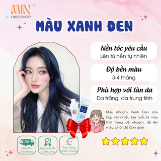 Thuốc nhuộm tóc màu xanh đen, tặng kèm oxy trợ nhuộm, không tẩy | minhairshop