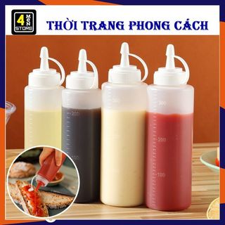 Bình nhựa đựng tương, sirup, nước sốt 230ml, 500ml, 800ml - lọ, chai đựng tương ớt, tương cà dùng trong quán ăn tiện lợ
