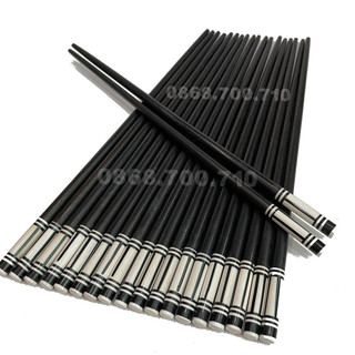 Bộ 10 đôi Đũa ăn gỗ Mun cao cấp đầu tròn gắn Ốc biển Trắng -- đũa ăn cao cấp  -- có bảo hành sản phẩm