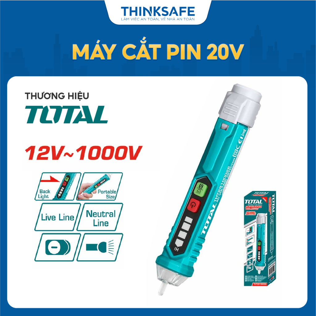 Đầu dò điện áp AC thông minh TOTAL THT29100026, độ nhạy cao, báo động âm thanh và ánh sáng, hàng chính hãng - Thinksafe