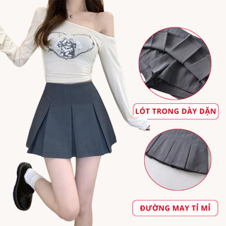 Chân Váy Ly Hộp Chữ A Lưng Cao 2 Lớp Dày Dặn Madela Phong Cách Công Sở, Chân Váy Tennis Bản To Siêu Tôn Dáng