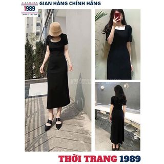 Váy thun zip dáng dài ôm nhẹ chất đẹp thời trang thu hút, Đầm thun cổ vuông gợi cảm nữ tính dành cho nữ - 1989