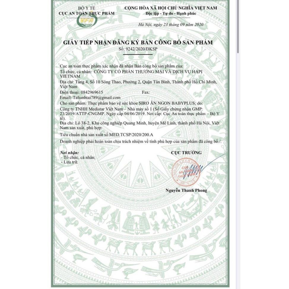 MUA 1 TẶNG 2-Siro Ăn Ngon Baby Plus Chính Hãng - Giúp Bé Tăng Cân, Tiêu Hoá Tốt, Tăng Cường Đề Kháng, Hết Táo Bón