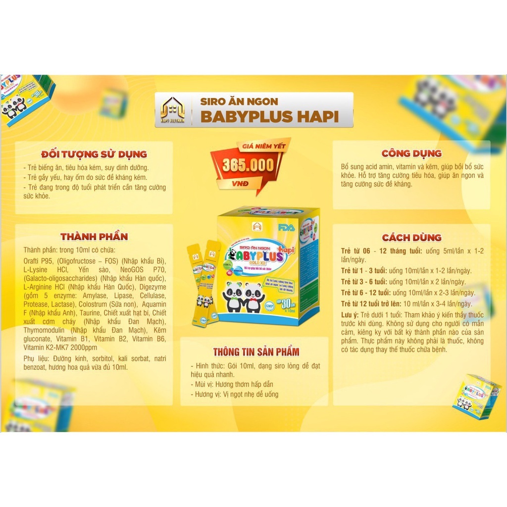 MUA 1 TẶNG 2-Siro Ăn Ngon Baby Plus Chính Hãng - Giúp Bé Tăng Cân, Tiêu Hoá Tốt, Tăng Cường Đề Kháng, Hết Táo Bón