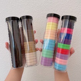 Set hộp 20 cái dây chun buộc tóc nhiều màu - Dây Buộc Tóc Trơn Kèm Ông Đựng Trong Suốt