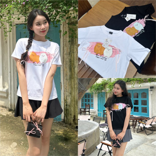 (NEW ARRIVAL) BUN&BO DEROSE BABYTEE - Áo Thun Babytee in hình 2 chú cún có đính nơ xinh (2 MÀU)