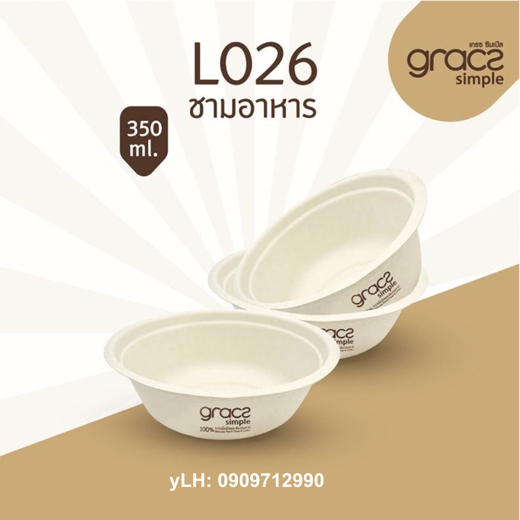 Set 50 chén giấy bã mía Gracz 350ml