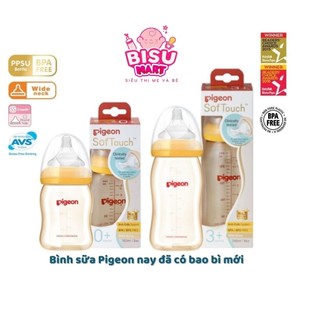 Bình sữa Pigeon, Bình Sữa cổ rộng Softouch Peristaltic Pluss nhựa PPSU 160Ml/240ml
