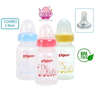 Combo 3 bình sữa cổ hẹp pigeon 120ml - 240ml - bình sữa pp tiêu chuẩn