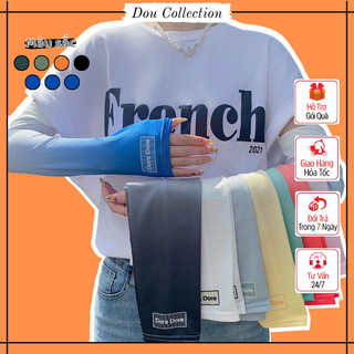 Găng tay chống nắng lụa băng ngăn tia cực tím UPF50+ xỏ ngón unisex nam nữ màu phối loang phong cách Ulazzang - Mã GT021