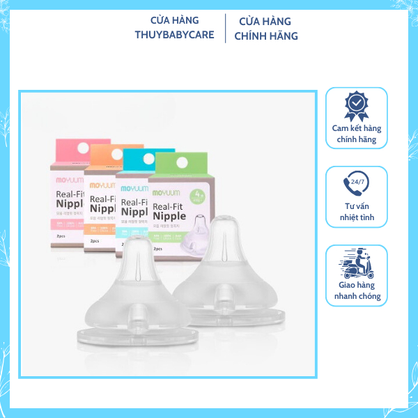 Núm ti thay thế bình Moyuum Hàn Quốc số 2/3/4 (1 núm không hộp, set 2 núm có hộp)