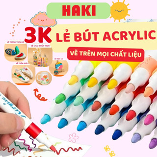 Bút màu Acrylic HAKI màu Marker Acrylic cao cấp chống nước lẻ màu vẽ trên mọi chất liệu vải chai lọ (lẻ 1 màu) B76