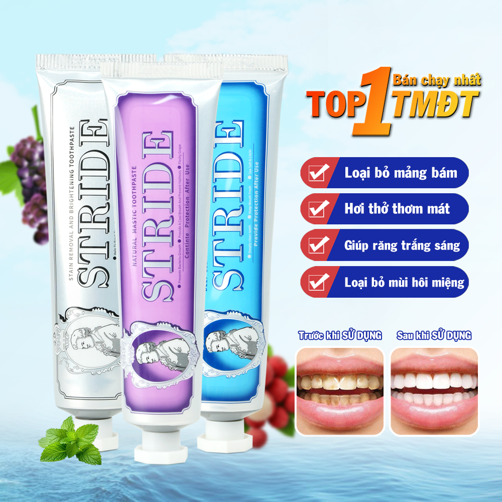 Kem Đánh Răng STRIDE Hương vị thơm mát tươi mới giữ răng miệng sạch sẽ và khỏe mạnh